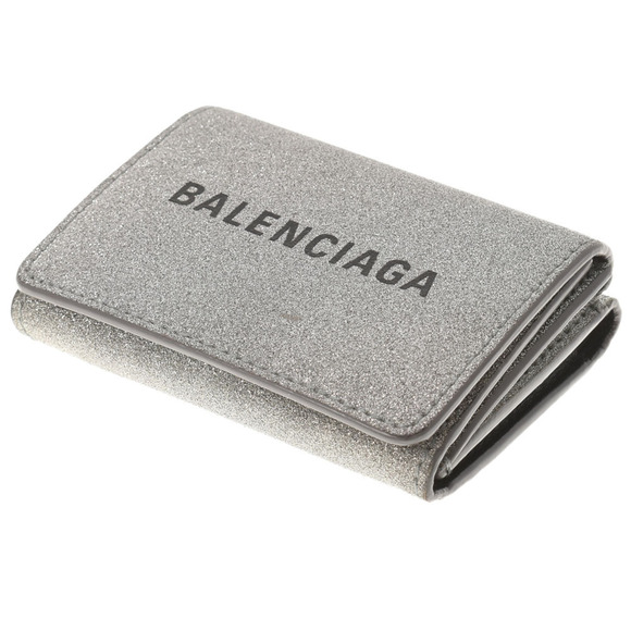 BALENCIAGA Wallet Compact Silver Calfskin Leather Tri fold - Picture 3 of 12